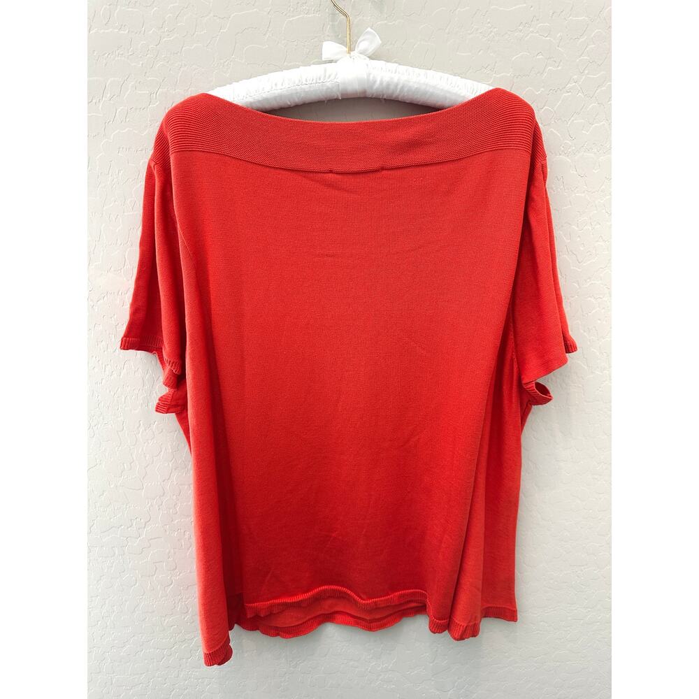 COLDWATER CREEK Silk Cotton Top Orange Boat Neck Short Sleeve Sweater Plus 3X - Picture 6 of 9